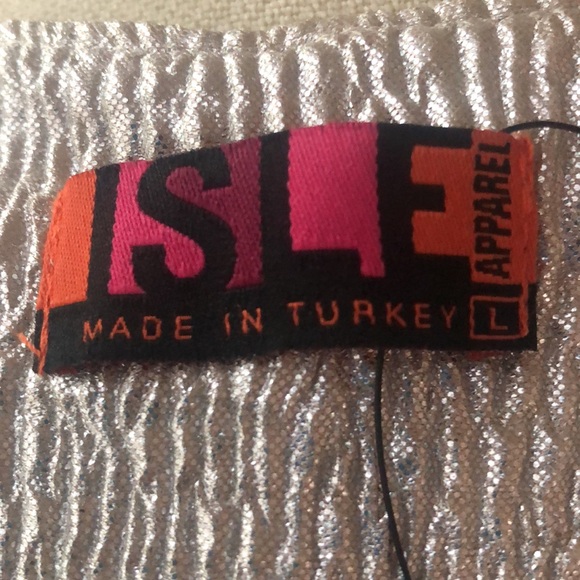 Isle by Melis Kozan pale gold metallic midi-dress. Size L - Picture 5 of 7